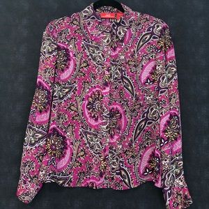 VINTAGE▪️Oscar de la Renta Paisley Silk Blouse